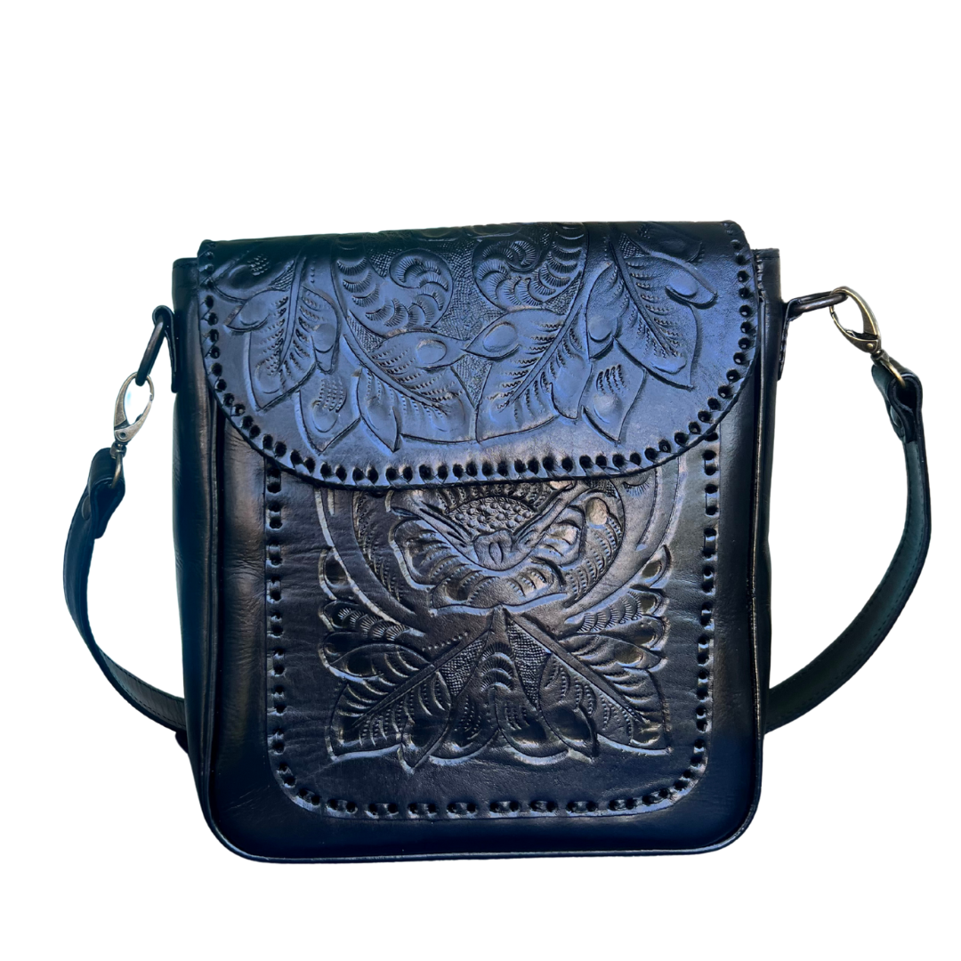 Kimberly Hand-Tooled Leather Messenger Bag