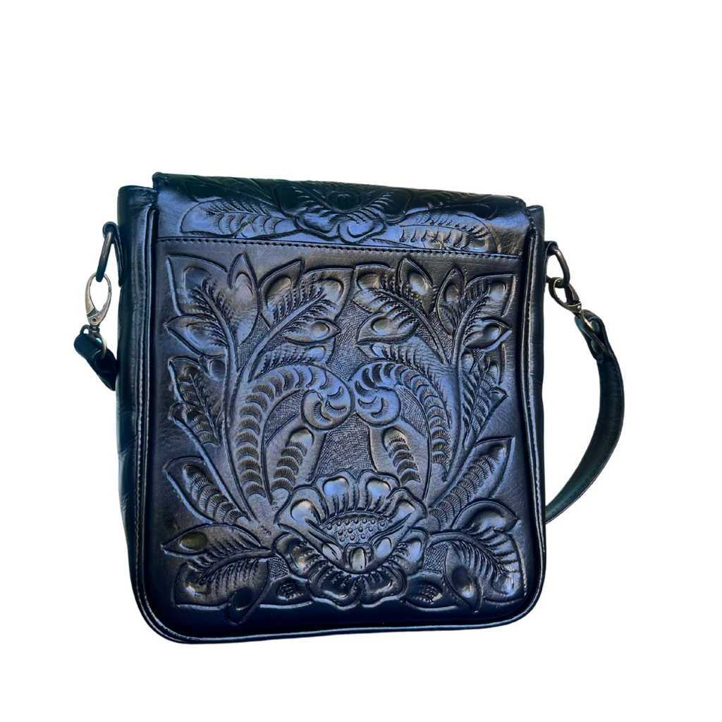 Kimberly Hand-Tooled Leather Messenger Bag