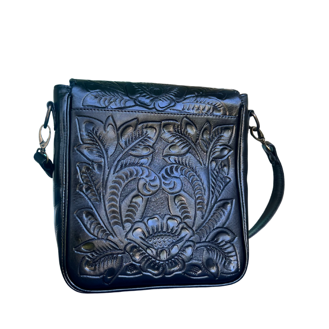 Kimberly Hand-Tooled Leather Messenger Bag