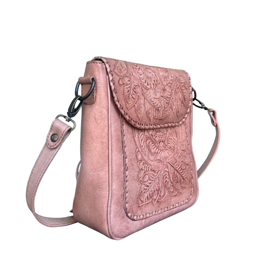 Kimberly Hand-Tooled Leather Messenger Bag