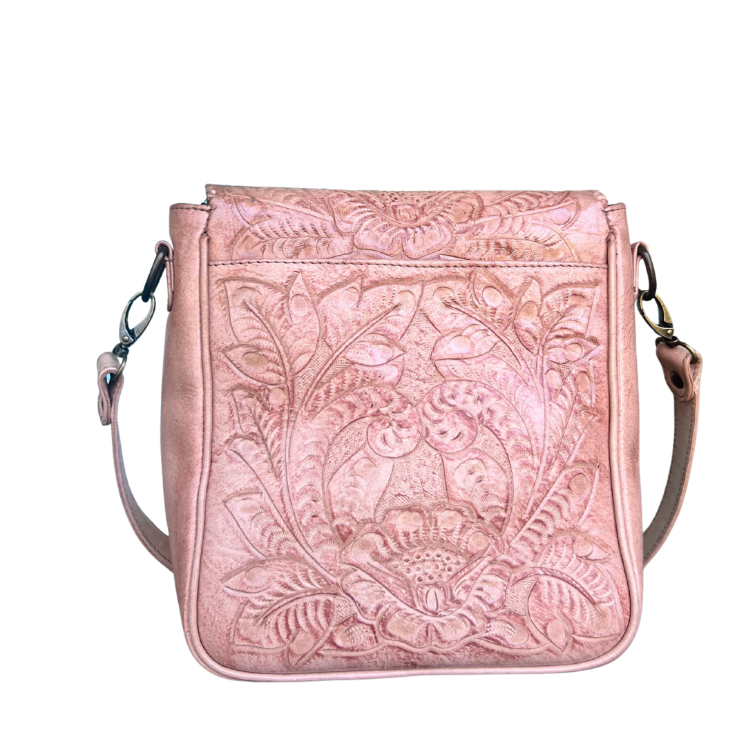 Kimberly Hand-Tooled Leather Messenger Bag