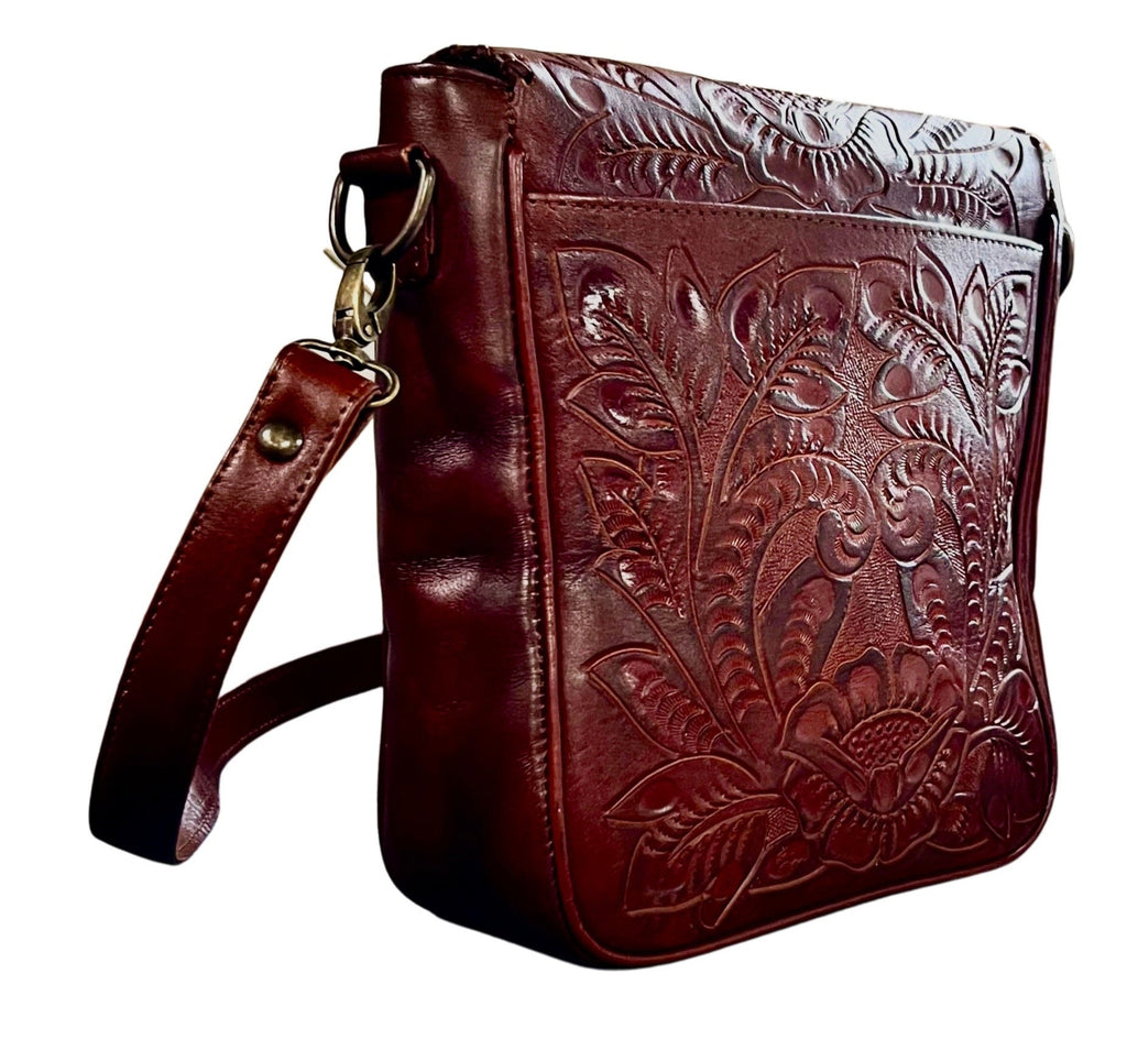 Kimberly Hand-Tooled Leather Messenger Bag