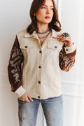 Ivory & Brown Western Knit-Sleeve Jacket