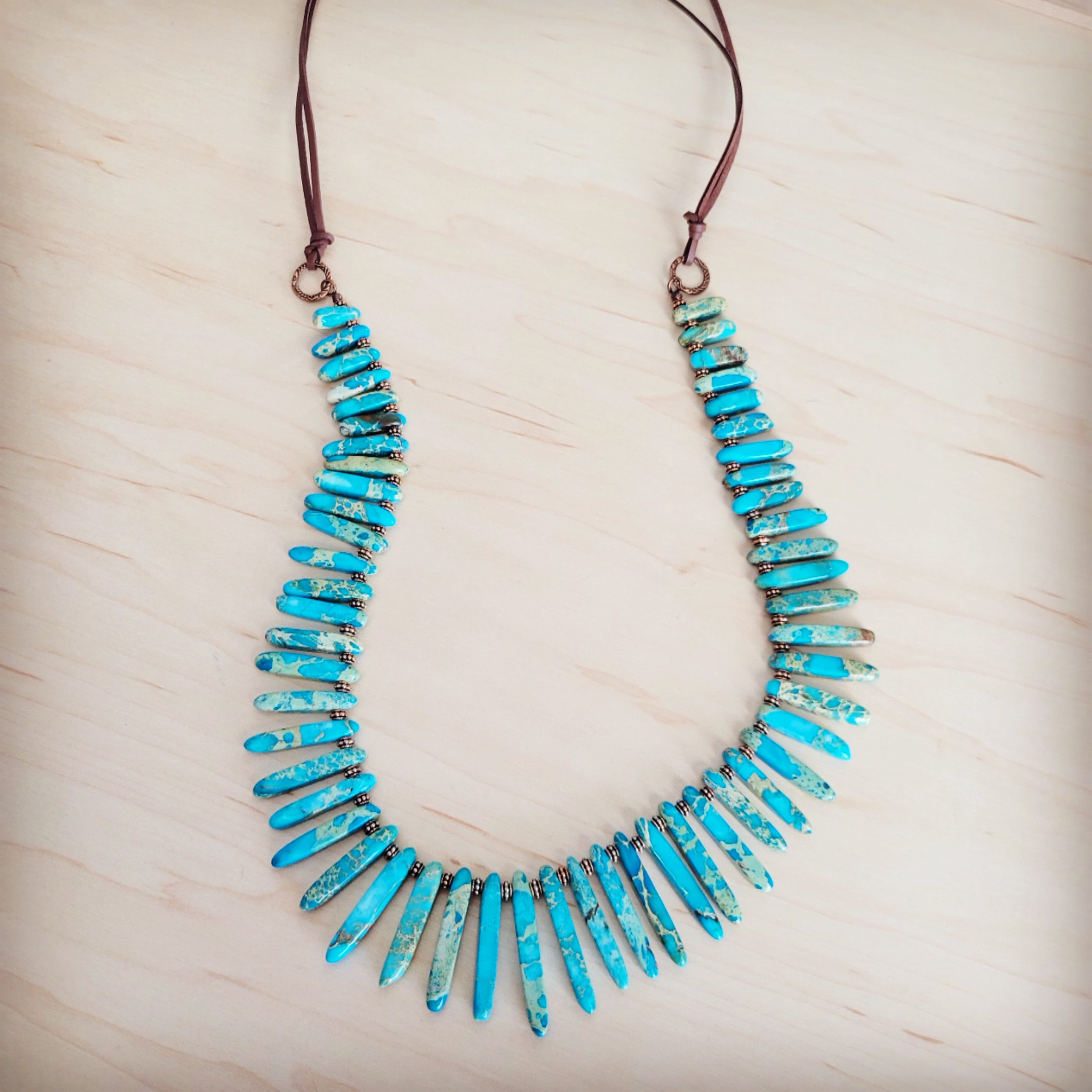 Western Turquoise Regalite Slab Layering Necklace 262k