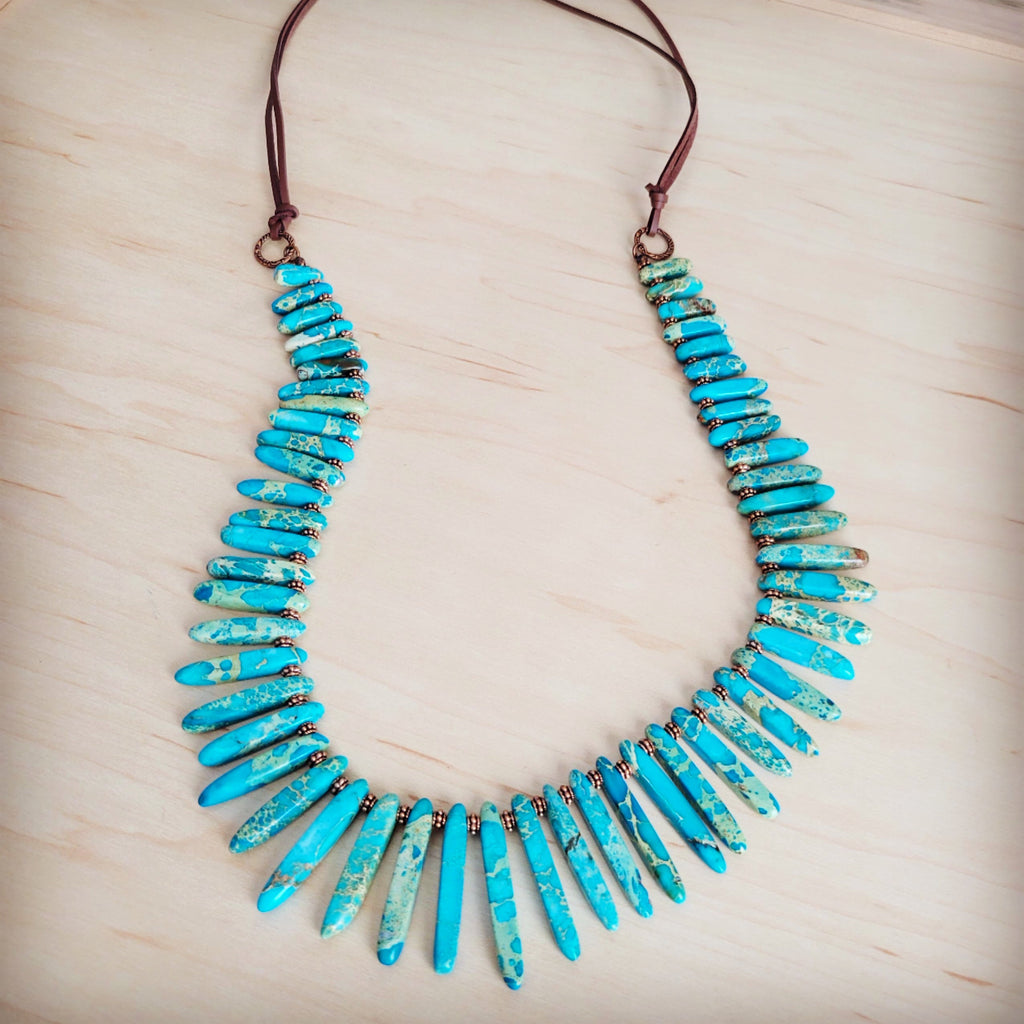 Western Turquoise Regalite Slab Layering Necklace 262k