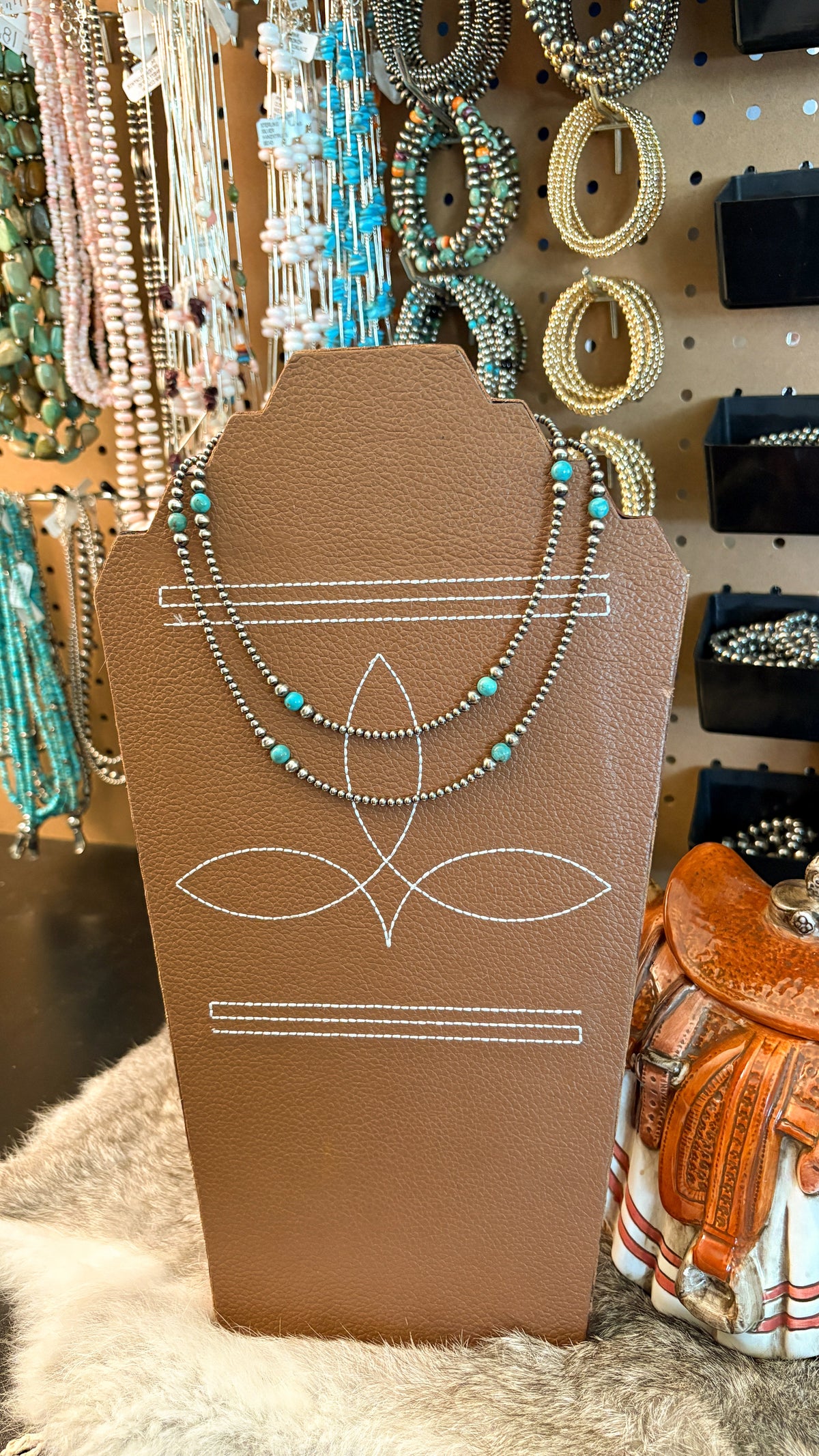 Genuine Turquoise & Graduated Sterling Silver Bead Necklace