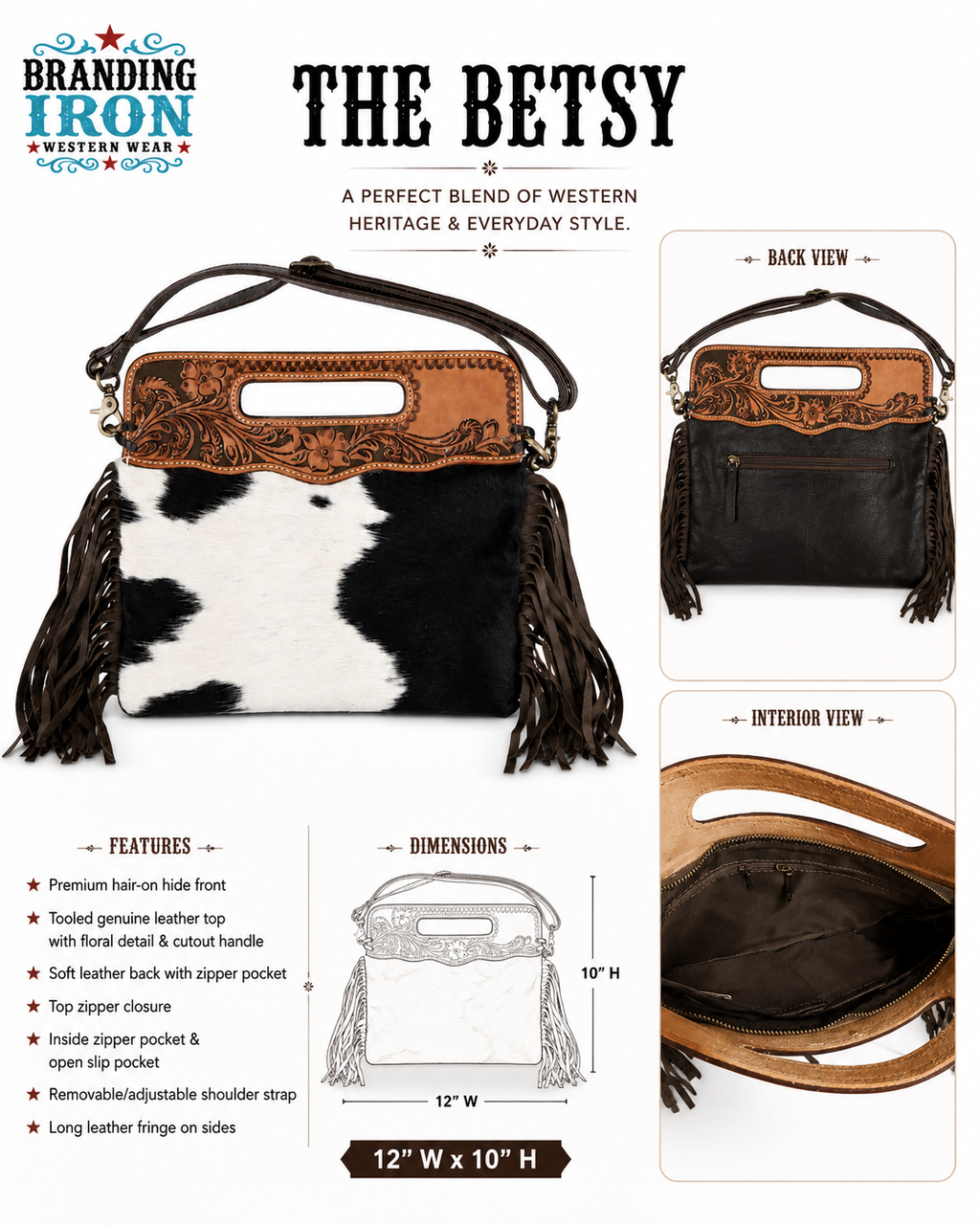 The Betsy Cowhide Fringe Crossbody Purse
