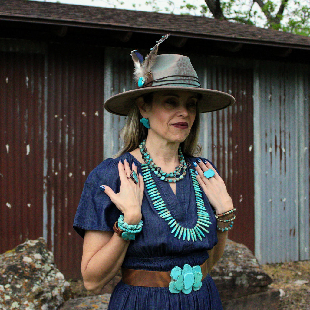 Western Turquoise Regalite Slab Layering Necklace 262k