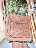 Kimberly Hand-Tooled Leather Messenger Bag