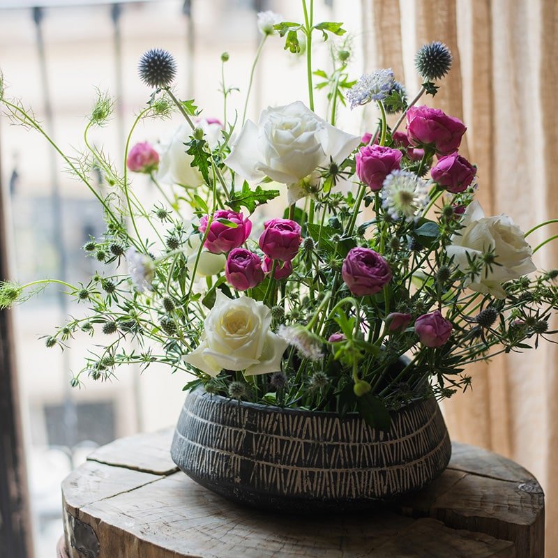 Charcoal Geometric Ceramic Pot — Three Style Options