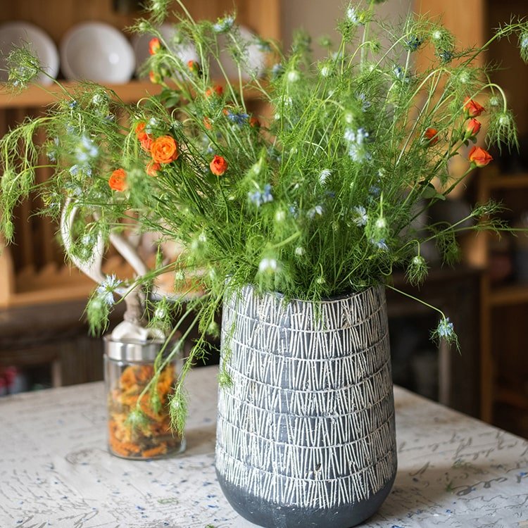 Charcoal Geometric Ceramic Pot — Three Style Options