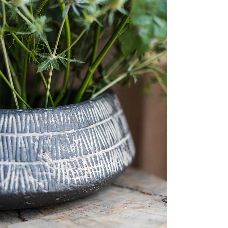 Charcoal Geometric Ceramic Pot — Three Style Options