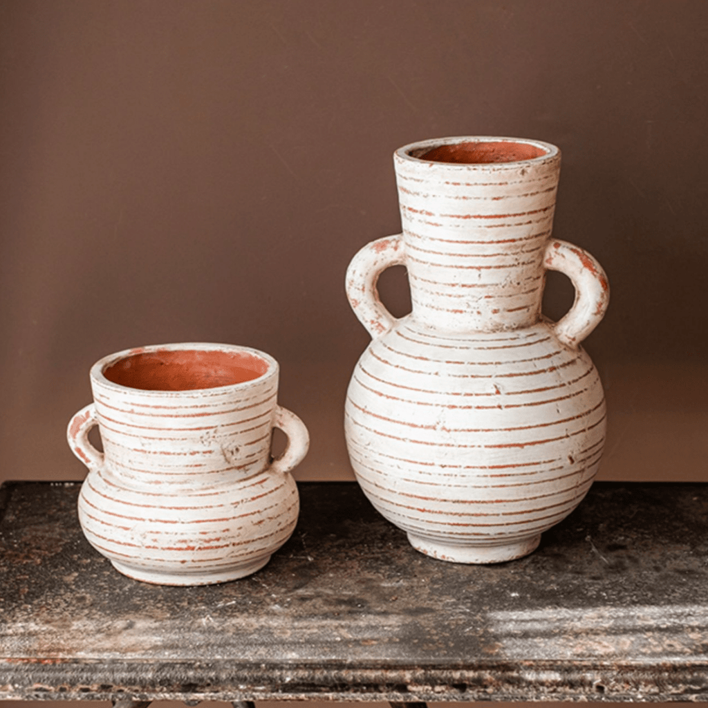 Weathered Terracotta Handled Planter & Vase