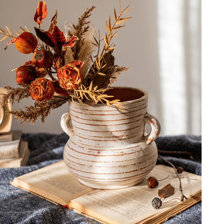 Weathered Terracotta Handled Planter & Vase