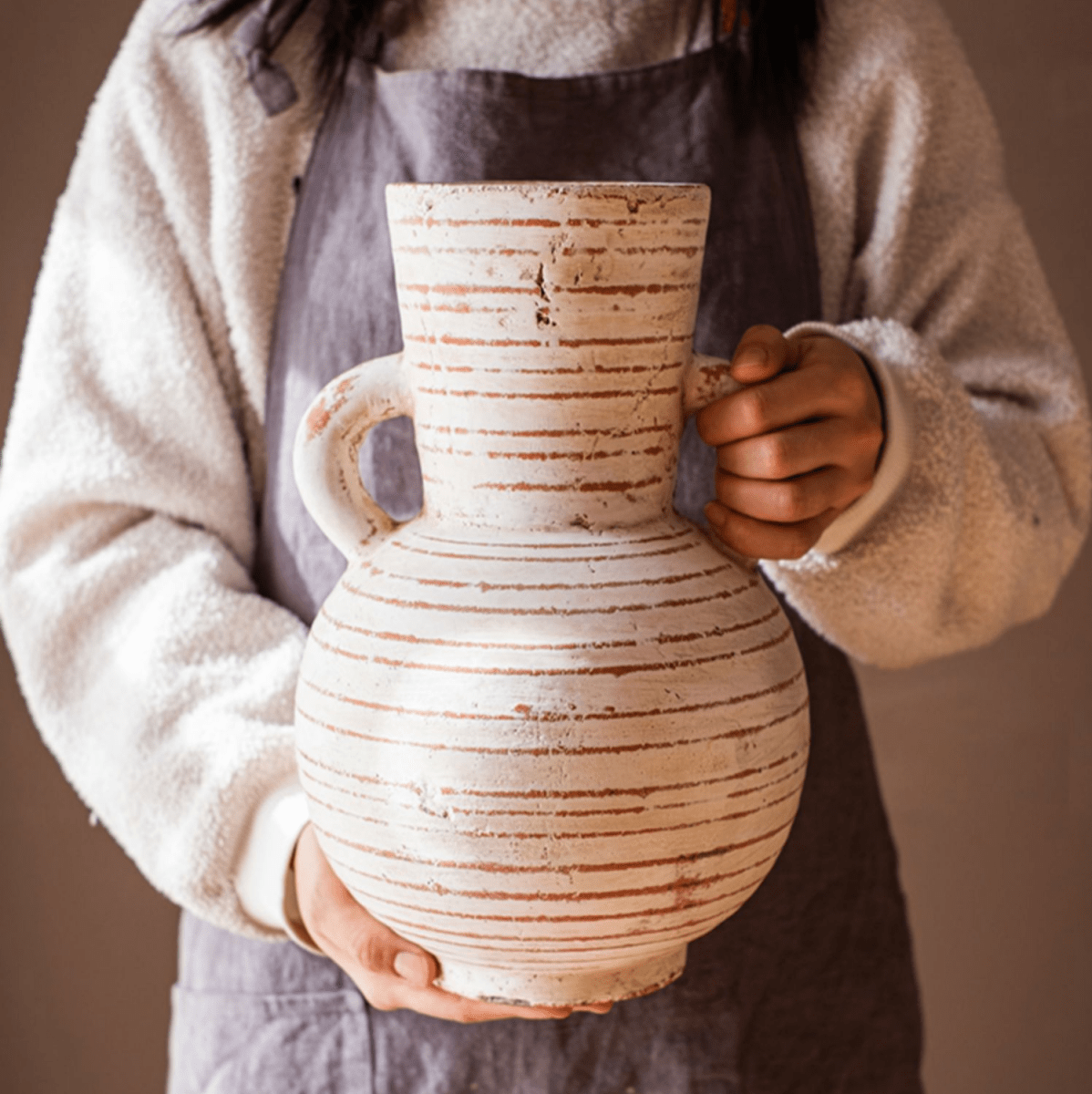 Weathered Terracotta Handled Planter & Vase