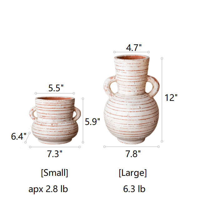 Weathered Terracotta Handled Planter & Vase