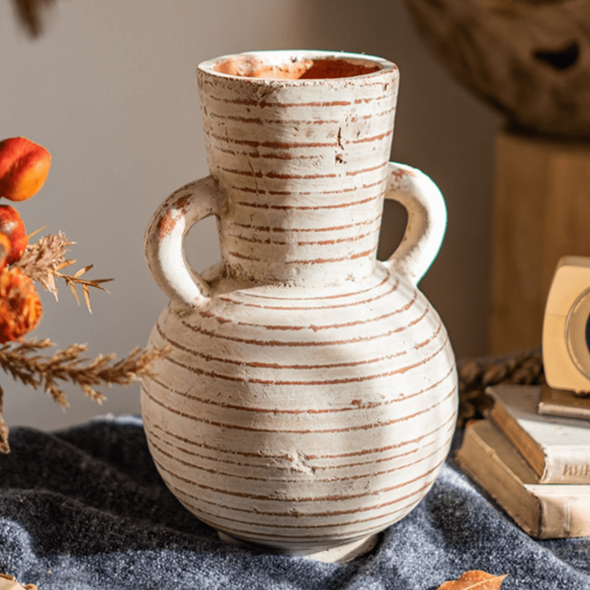 Weathered Terracotta Handled Planter & Vase