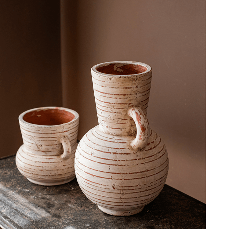 Weathered Terracotta Handled Planter & Vase