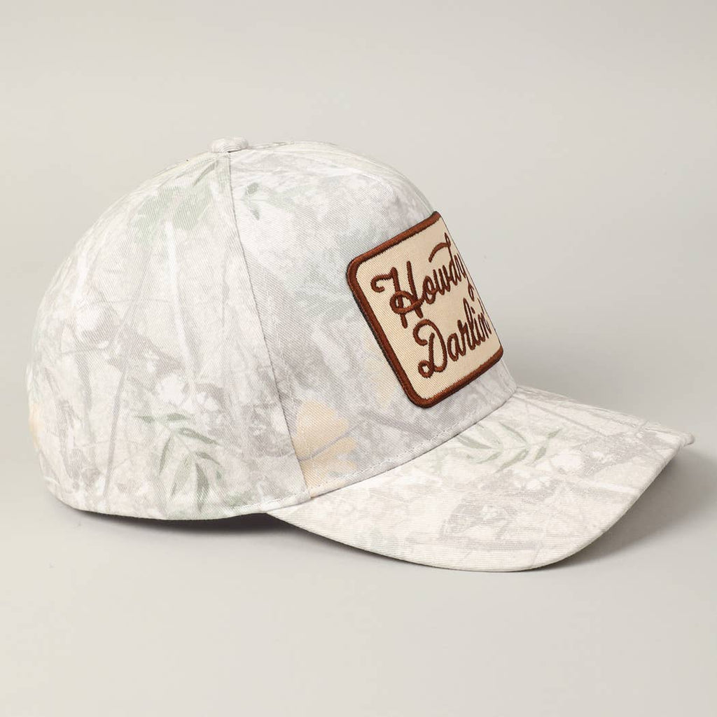 "Howdy Darlin'" Realtree Camo Patch Trucker Hat — 100% Cotton with Adjustable Snapback