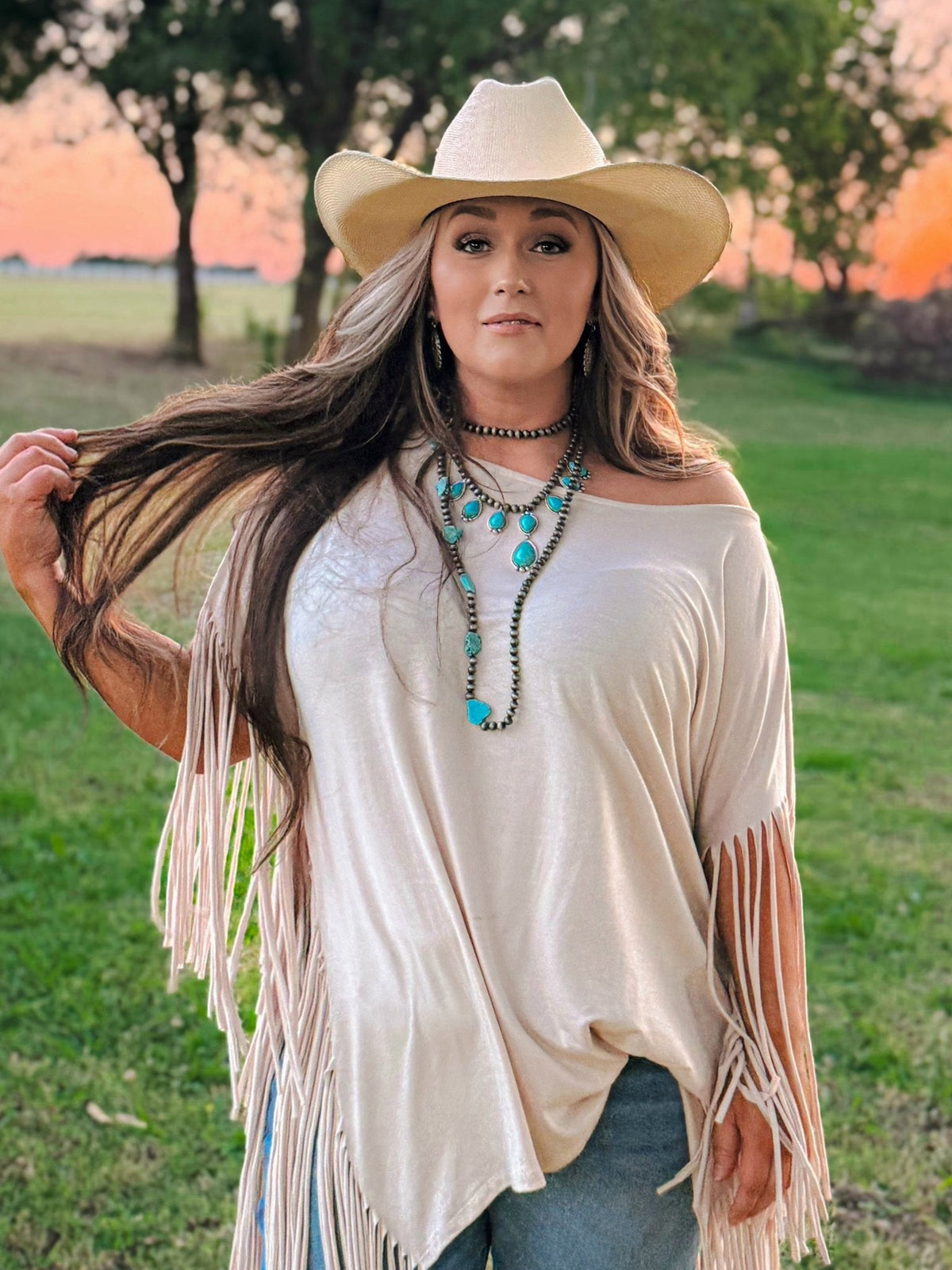 Faux Turquoise Teardrop & Silver-Tone Bead Necklace