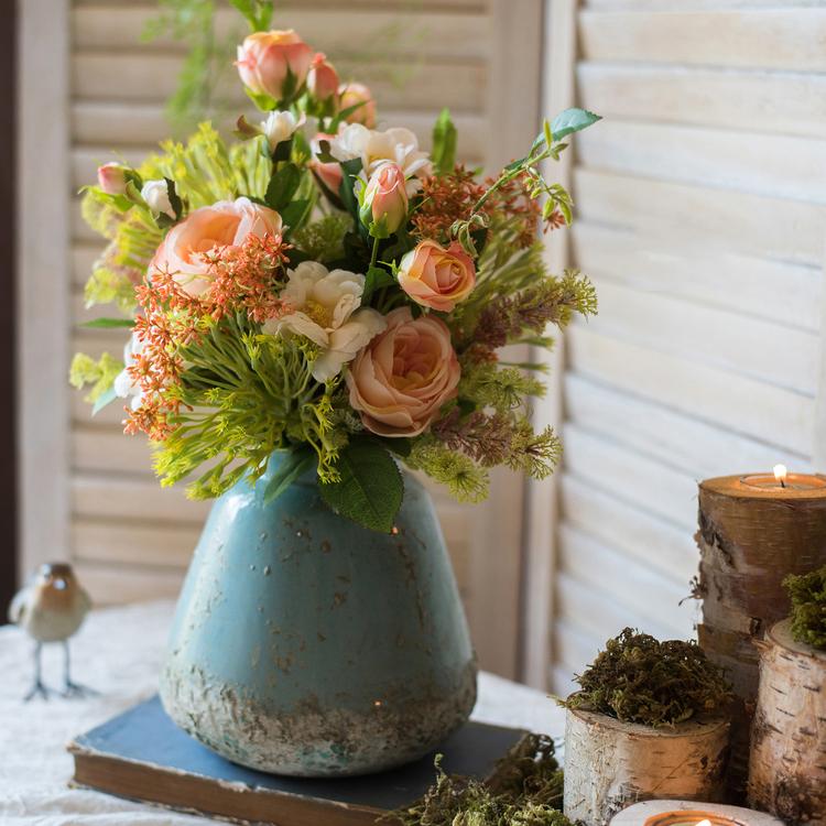 Weathered Turquoise Ceramic Vase