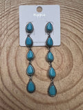 Five-Teardrop Faux Turquoise Dangle Earrings